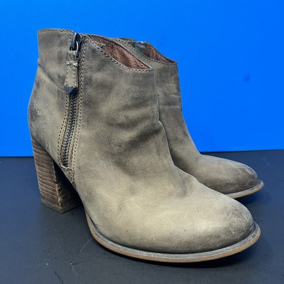 Aldo Shoes - Aldo Women's Leather Ankle Booties Size 6.5 Chunky Heel Boots Distressed‎ Brown